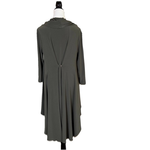 Joseph Ribkoff Cowl Neck High Low Tunic Blouse Dark Green Size 10 V Shape Back - Picture 3 of 15